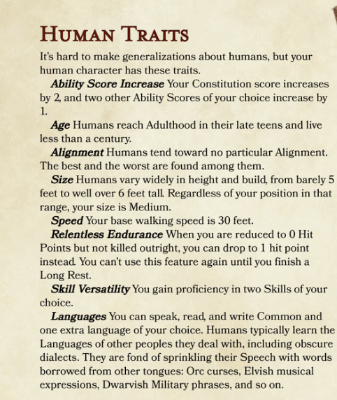 d&d 5e humanoid races