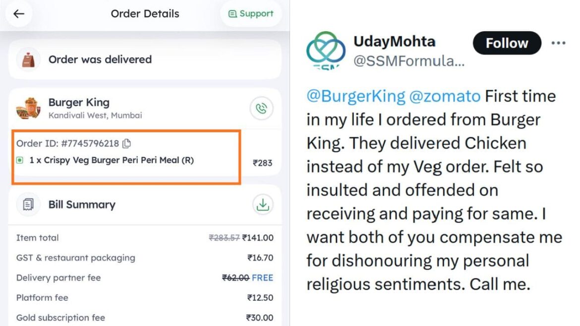 Zomato Responds After Customer Complains About Receiving Chicken Instead Of Veg Burger